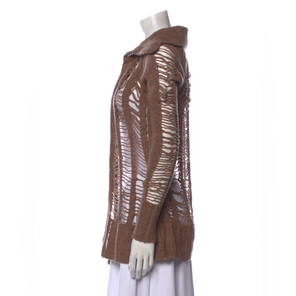 100% Wool Gorgeous Scanlan Theodore Tan Open-Knit Cardigan EUC - XS/S - Picture 2 of 3